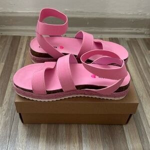 Steve Madden Kids Girls Pink Espadrille Wedge Sandals